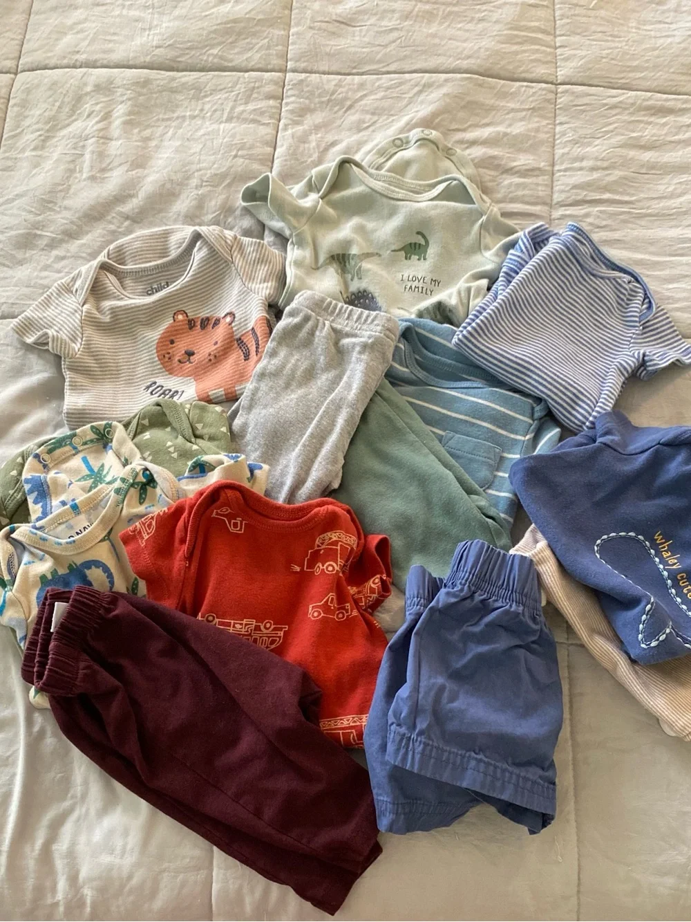Old Navy Mixed Baby Outfit Bundle in Blue, Green, Red, Maroon, Yellow, Gray